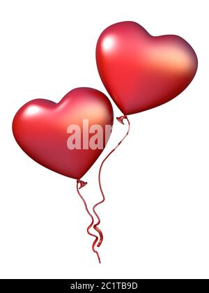 Deux ballons en forme de coeur rouge 3D Banque D'Images