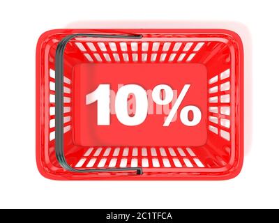 10  % de rabais en tag panier rouge. 3D Banque D'Images