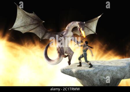 3d illustration d'un Dragon Fantasy Banque D'Images