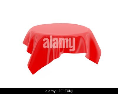 Nappe rouge sur table ronde invisible. illustration du rendu 3d Banque D'Images