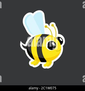 modèle d'autocollant mignon abeille en forme de vecteur plat Illustration de Vecteur