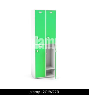 Casiers verts. Grands casiers pour le school ou la salle de gym Banque D'Images