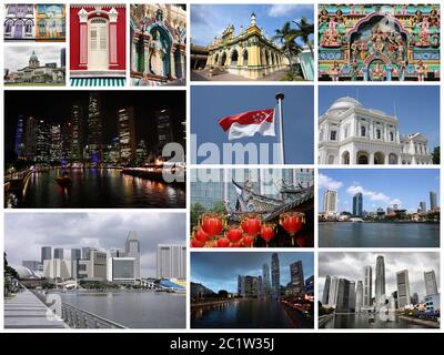 La ville de Singapour billet collage photo - images collection. Banque D'Images