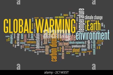 Le réchauffement de nuage de mots. Notion de changement climatique. Banque D'Images