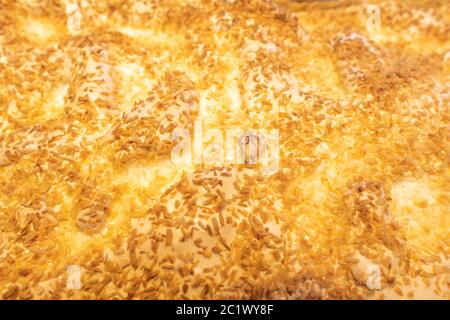 Gâteau au fromage fait maison chaud dans la cuisson moule frais hors du four Banque D'Images