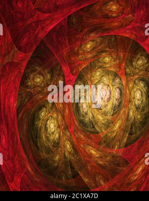 curvesl abstrait rouge et orange et lignes sur fond sombre Banque D'Images