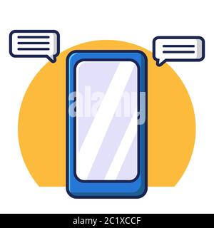 Illustration du scénario de messages avec téléphone portable. Smartphone. Style dessin animé plat Illustration de Vecteur
