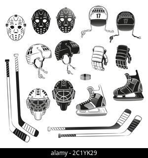 Objets de hockey Illustration de Vecteur