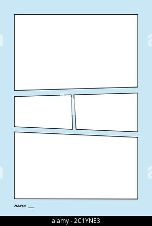 Modèle de livre de bande dessinée Manga Storyboard Layout bleu Illustration de Vecteur