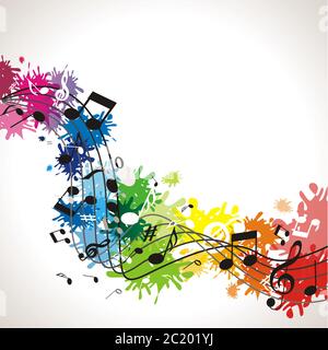 Fond Musik avec des notes colorées Banque D'Images