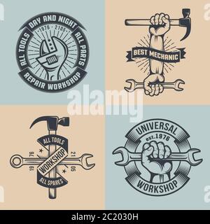 atelier de réparation mécanique Illustration de Vecteur