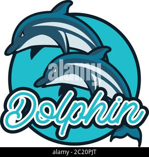 logo dolphin avec espace de texte pour votre slogan / ligne de balise, illustration vectorielle Illustration de Vecteur