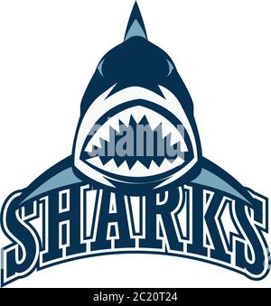logo blue sharks avec espace de texte pour votre slogan / ligne de balise, illustration vectorielle Illustration de Vecteur