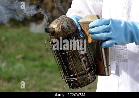 Gardien de chambre avec fumeur Banque D'Images