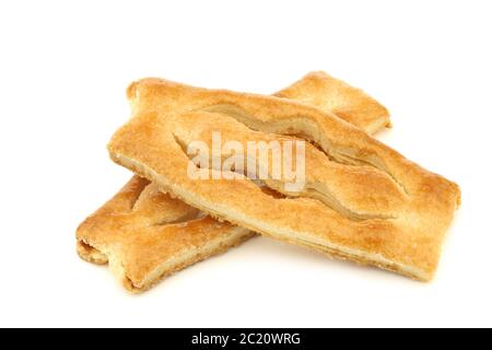 Les biscuits hollandais traditionnels enrobés de sucre appelés « kaking » sur fond blanc Banque D'Images