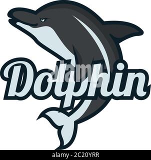 logo dolphin avec espace de texte pour votre slogan / ligne de balise, illustration vectorielle Illustration de Vecteur