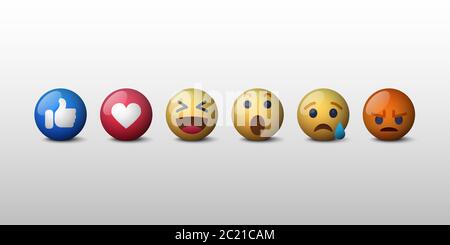 Icône de réactions de réseau social emoji, illustration vectorielle Illustration de Vecteur