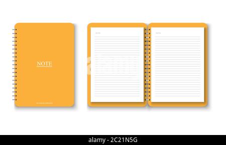 Carnet jaune réaliste avec note papier A4, illustration vectorielle Illustration de Vecteur