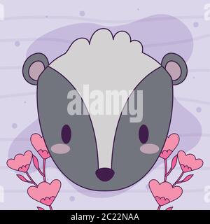 adorable tête skunk bébé animal kawaii vecteur illustration design Illustration de Vecteur