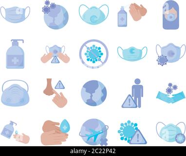 ensemble d'icônes prévention protection du coronavirus , style plat icône vecteur illustration design Illustration de Vecteur