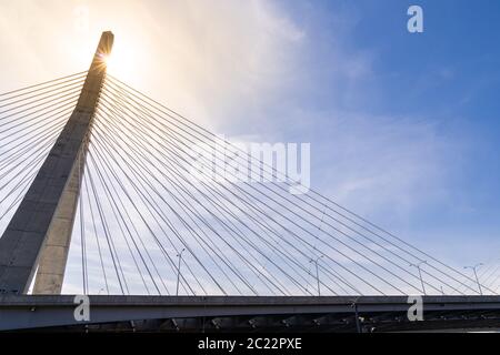 Boston Zakim bridge au centre-ville de Boston MA USA Banque D'Images