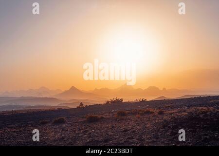 Lever du soleil paysage autour de la ville historique d'Axoum, le parc national des montagnes du Simien, dans le Nord de l'Ethiopie Banque D'Images