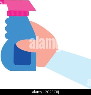 Bouteille de spray main tenant design, nettoyage service lavage maison équipement d'hygiène domestique intérieur travaux ménagers et thème d'entretien Illustration vectorielle Illustration de Vecteur