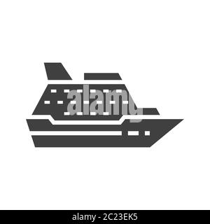 Icône noire de vecteur isolé du bateau de croisière. Illustration de Vecteur