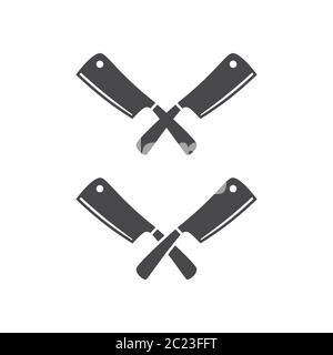 Icône représentant un pictogramme vectoriel noir croisé de couteaux de cuisine ou de cale. Logo du restaurant. Illustration de Vecteur