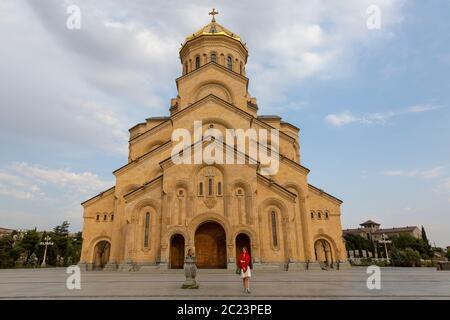 Sameba Catehdrad connu aussi Cathédrale de la Sainte Trinité, Tbilissi, Géorgie Banque D'Images