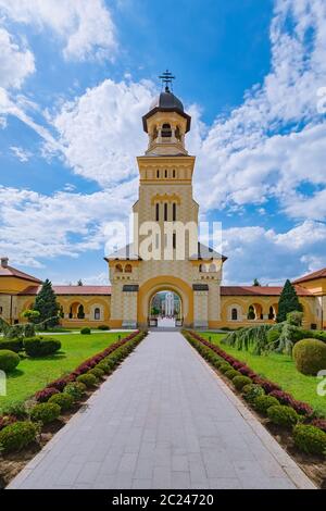 Tour de cloche de la cathédrale de Coronation à la Citadelle d'Alba Carolina, Alba Iulia, Roumanie Banque D'Images