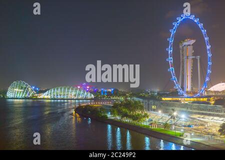 Monuments de Singapour la nuit Banque D'Images