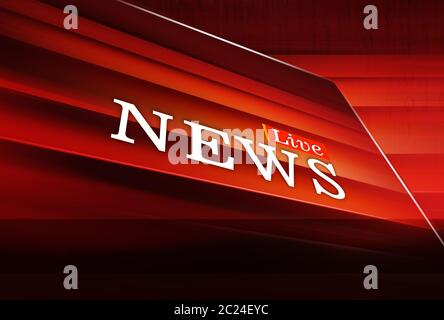 Arrière-plan graphique des actualités en direct, arrière-plan rouge. Illustration 3d, rendu 3d Banque D'Images