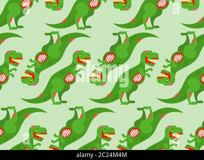 Motif dinosaure zombie sans coutures. Fond de monstre vert Dino. Texture vectorielle Illustration de Vecteur