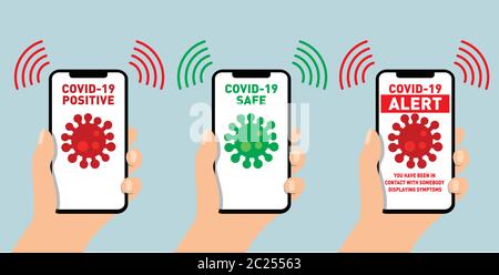 Smartphone de l'application de suivi des contacts coronavirus Illustration de Vecteur