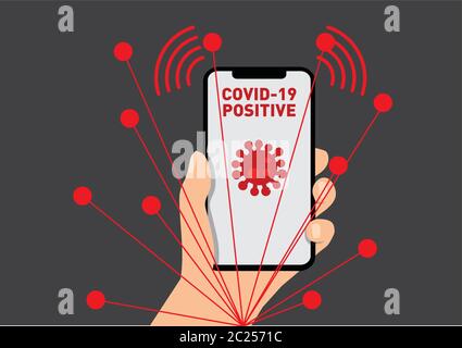 Smartphone de l'application de suivi des contacts coronavirus Illustration de Vecteur