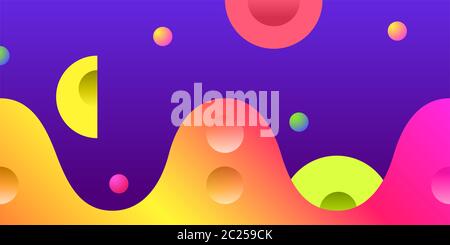Arrière-plan abstrait illustration vectorielle jolie composition avec des formes ondulées et rondes colorées et lumineuses sur fond violet Banque D'Images