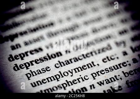 La dépression définition dans un dictionnaire Banque D'Images