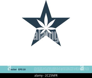 Illustration de modèle de logo vecteur symbole de feuille et d'étoile de chanvre / marijuana. Vecteur EPS 10. Illustration de Vecteur