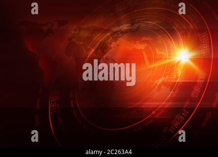 News graphique avec fond carte du monde et des cercles ronds avec des couches d'étapes. Texte sur la masse. Illustration 3d, 3D render Banque D'Images