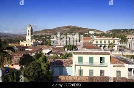 Vue panoramique aérienne sur Trinidad avec Lucha Contra Bandidos, Cuba. Banque D'Images