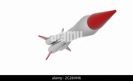 Fusée en plastique sur le modèle blanc. Le rendu 3D Banque D'Images