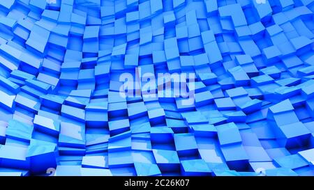 Cubes convexe bleu tridimensionnel. abstract illustration. Le rendu 3D Banque D'Images