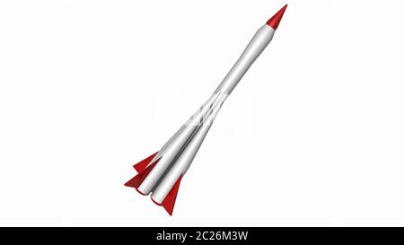 Fusée en plastique sur le modèle blanc. Le rendu 3D Banque D'Images