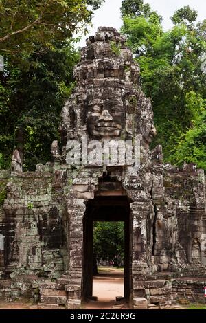 Porte du temple Banteay Kdei, temple bouddhiste d'Angkor, temple khmer ancien, Parc archéologique d'Angkor, Siem Reap, Cambodge, Asie du Sud-est, Asie Banque D'Images