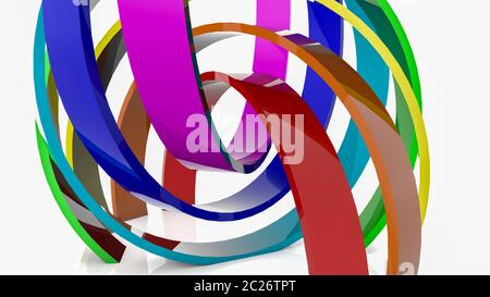 Contexte du multi-bandes colorées. Abstract illustration arc-en-ciel. 3D render Banque D'Images