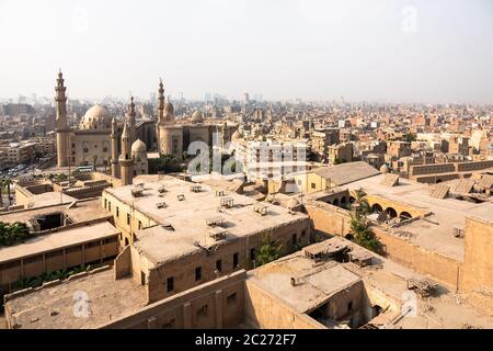 Les deux mosquées Al-Rifa'i et Sultan Hassan au Caire Egypte Banque D'Images