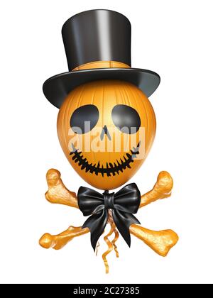 Tête de ballon effrayante avec os pour Halloween 3D Banque D'Images