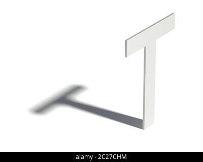 Ombre portée font. Lettre 3D T. Banque D'Images
