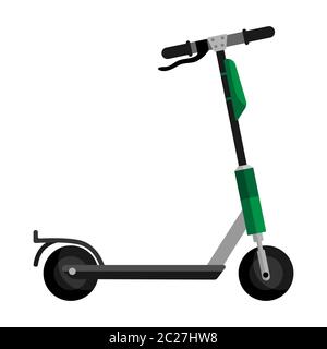 Scooter électrique vert isolé sur fond blanc. Transport électrique de scooter dans le style plat. Transport écologique pour le style de vie de la ville.Vector illustrati Illustration de Vecteur